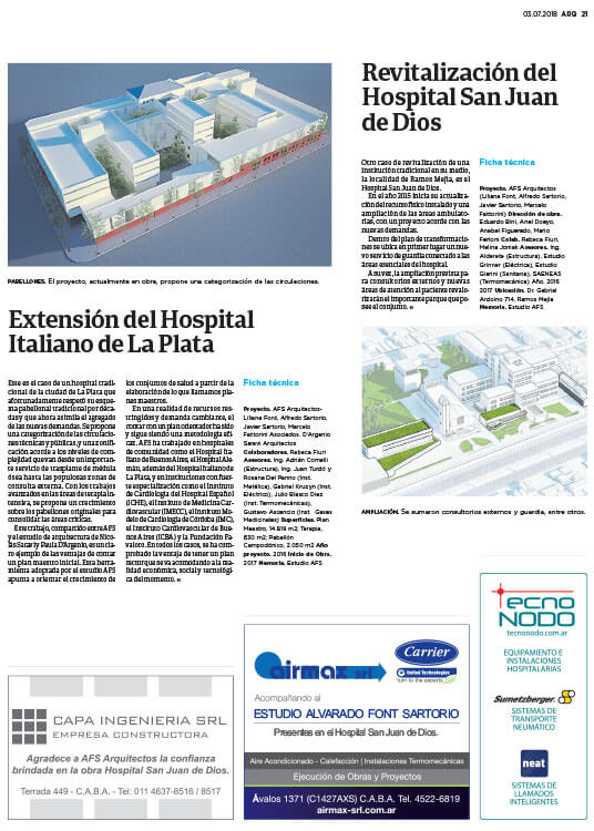 Nota AFS Arquitectos, ARQ Clarín, Sole Comunicaciones, Página 21