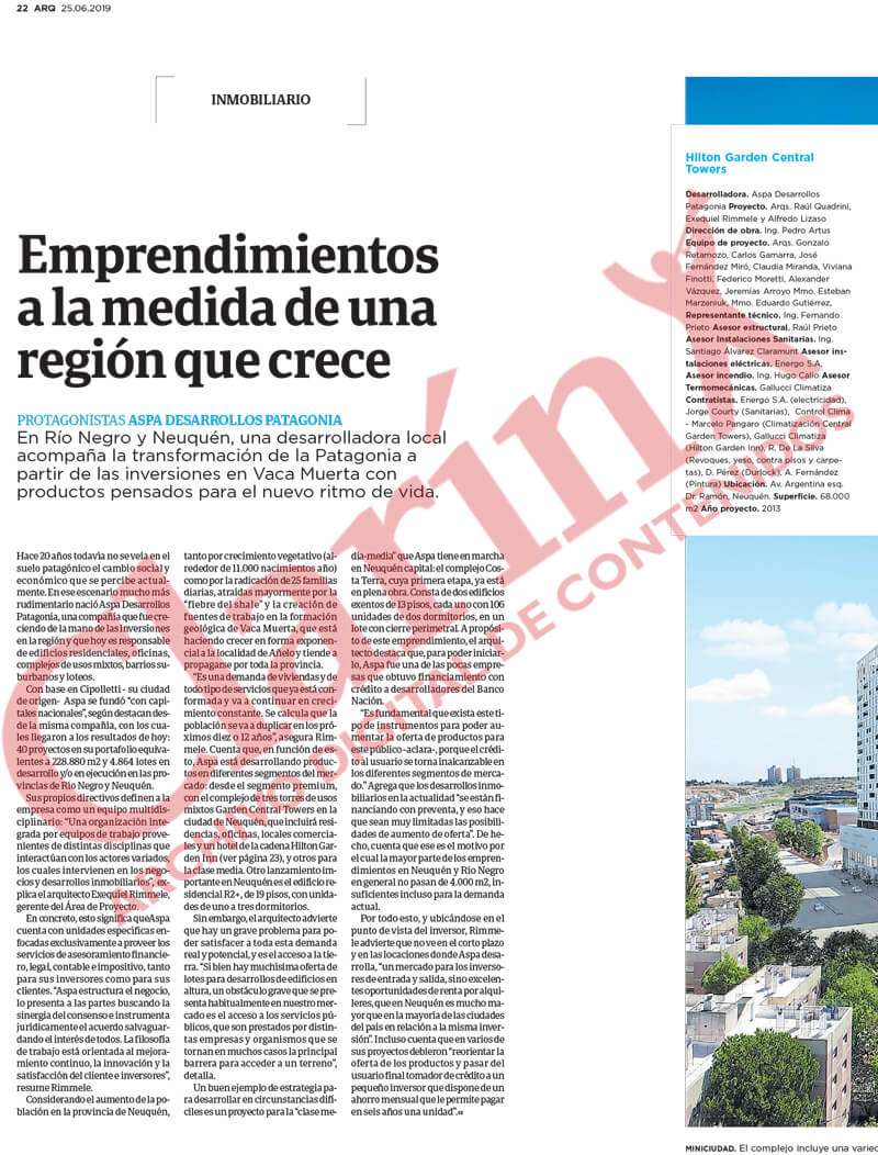 Nota Aspa Desarrollos Patagonia, Arq. Clarín, Sole Comunicaciones, pagina 22