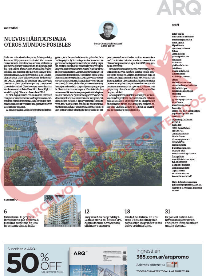 Editorial ARQ Clarin, Nota 2PS - Parisow + Schargrodsky