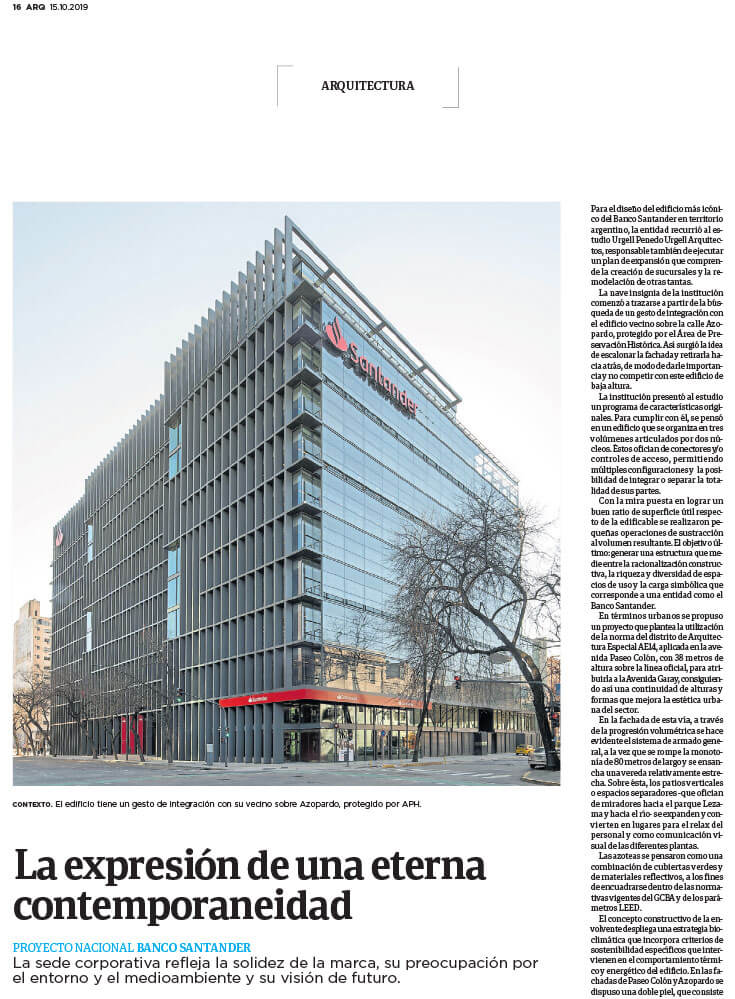 Banco Santander, ARQ Clarín, Página 16