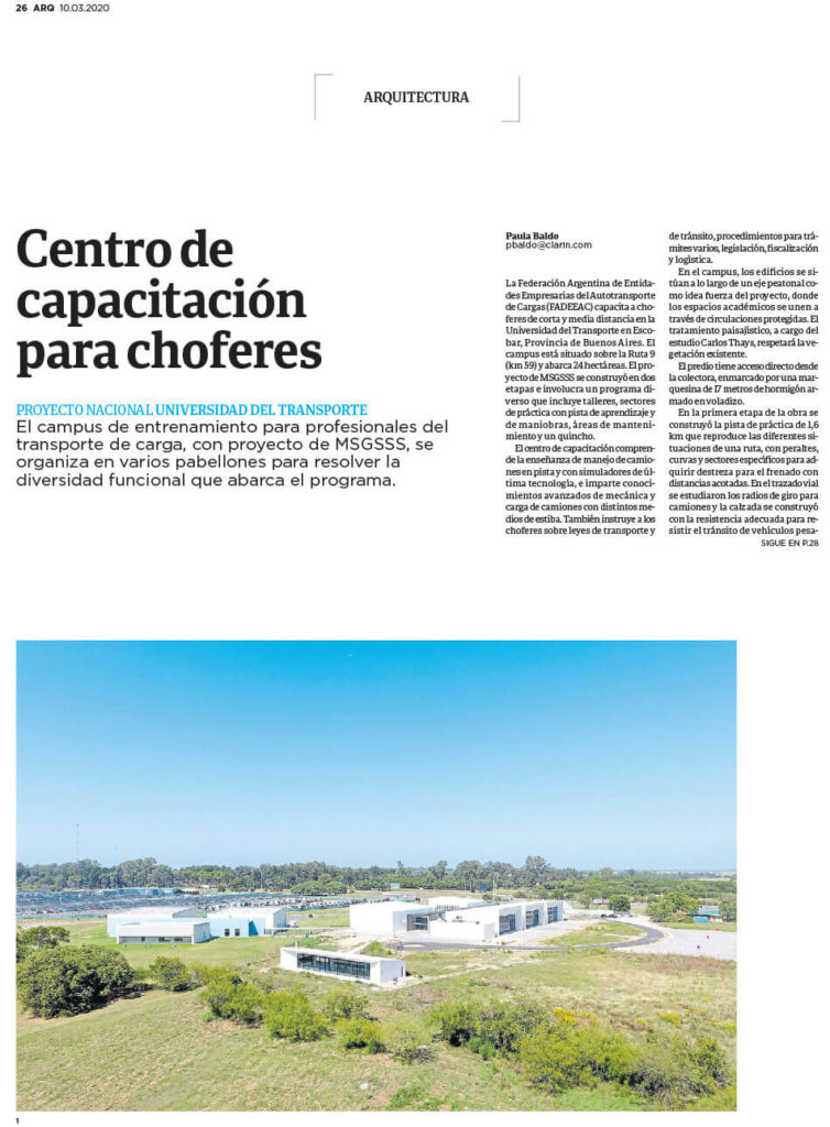 Universidad del Transporte, MSGSSS, ARQ Clarín, página 26